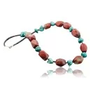 Large Navajo .925 Sterling Silver Turquoise Red Jasper Native American Necklace 390578017481