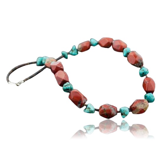 Large Certified Authentic Navajo .925 Sterling Silver Magnesite Red Jasper Native American Necklace 390578017481