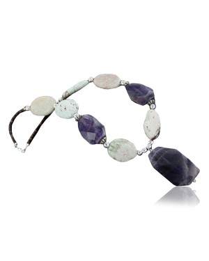 Large Certified Authentic Navajo .925 Sterling Silver Natural Amethyst and Jasper Native American Necklace 370893926249