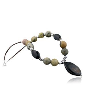 Large Certified Authentic Navajo .925 Sterling Silver Natural Black Onyx Jasper Native American Necklace 390645368639