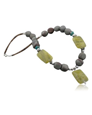 Large Certified Authentic Navajo .925 Sterling Silver Natural Turquoise, Agate and Jasper Native American Necklace 390601692814