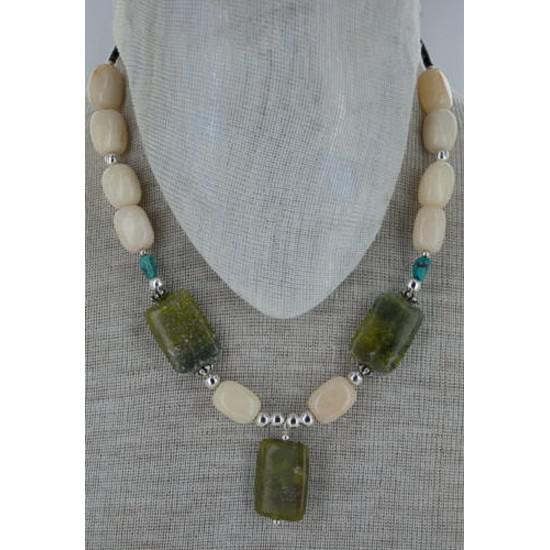 Large Certified Authentic Navajo .925 Sterling Silver Natural Turquoise Agate Native American Necklace 15760-16 Large Certified Authentic Navajo .925 Sterling Silver Natural Turquoise Agate Native American Necklace 15760-16