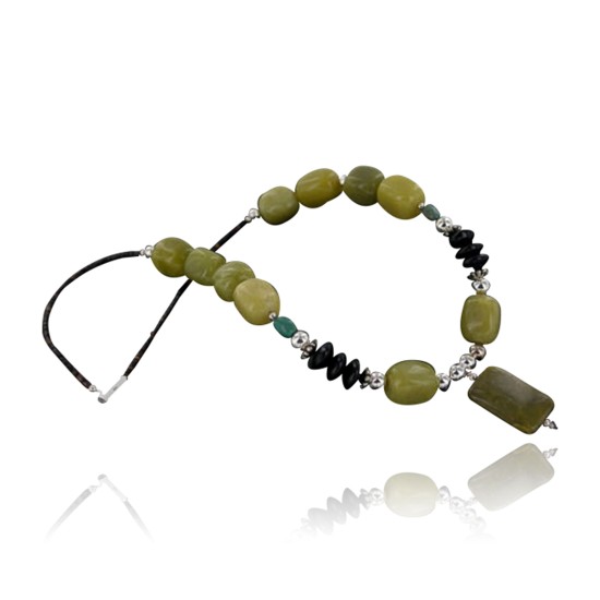 Large Certified Authentic Navajo .925 Sterling Silver Natural Turquoise Agate Onyx Native American Necklace 390651801836