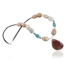 Large Navajo .925 Sterling Silver Natural Turquoise and Carnelian Native American Necklace 15760-19