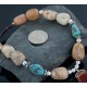 Large Certified Authentic Navajo .925 Sterling Silver Natural Turquoise and Carnelian Native American Necklace 15760-19