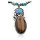 Large Certified Authentic Navajo .925 Sterling Silver Natural Turquoise and Tigers Eye Native American Necklace 370824541060