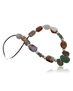Large Certified Authentic Navajo .925 Sterling Silver Natural Turquoise Carnelian Native American Necklace 370889002901