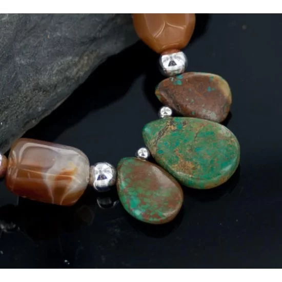 Large Navajo .925 Sterling Silver Natural Turquoise Carnelian Native American Necklace 370889002901 Large Navajo .925 Sterling Silver Natural Turquoise Carnelian Native American Necklace 370889002901