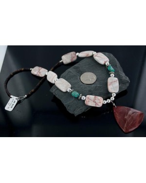 Large Certified Authentic Navajo .925 Sterling Silver Natural Turquoise Jasper Native American Necklace 370891187717