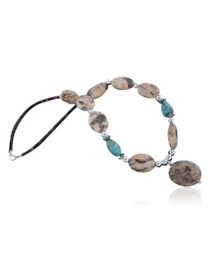 Large Certified Authentic Navajo .925 Sterling Silver Natural Turquoise Jasper Native American Necklace 390658403510