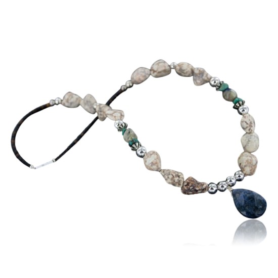 Large Certified Authentic Navajo .925 Sterling Silver Natural Turquoise Lapis Native American Necklace 390653304055
