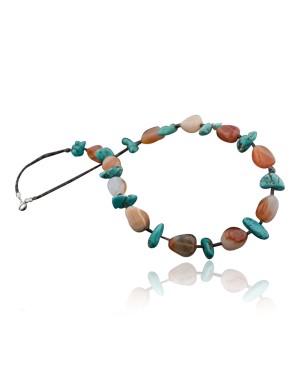 Large Certified Authentic Navajo .925 Sterling Silver Turquoise and Carnelian Native American Necklace 370789792407