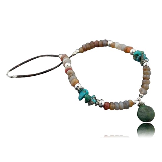 Large Certified Authentic Navajo .925 Sterling Silver Turquoise Carnelian Native American Necklace 15353-31