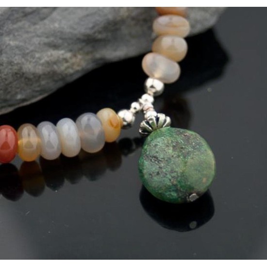 Large Certified Authentic Navajo .925 Sterling Silver Turquoise Carnelian Native American Necklace 15353-31