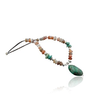 Large Certified Authentic Navajo .925 Sterling Silver Turquoise Carnelian Native American Necklace 370794600554