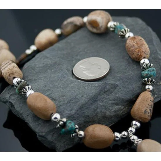 Large Navajo Native .925 Sterling Silver Natural Boulder and Turquoise Native American Necklace 15760-8 Large Navajo Native .925 Sterling Silver Natural Boulder and Turquoise Native American Necklace 15760-8