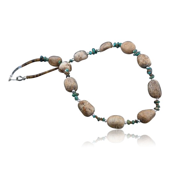 Large Certified Authentic Navajo Native .925 Sterling Silver Natural Boulder and Turquoise Native American Necklace 790103-67