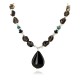 Large Certified Authentic Navajo Native .925 Sterling Silver Natural Boulder and Turquoise Smoky Quartz Native American Necklace 24372-2