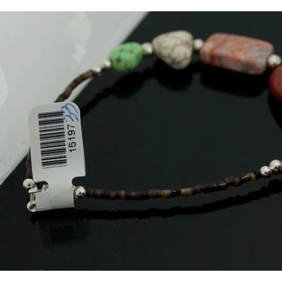 Large Navajo Native .925 Sterling Silver Natural Multicolor Stones Native American Necklace 15197-33