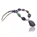 Large Navajo Native .925 Sterling Silver Natural Turquoise Amethyst Native American Necklace 390607593962