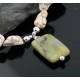 Large Certified Authentic Navajo Native .925 Sterling Silver White Howlite and Gaspeite Native American Necklace 390582334976