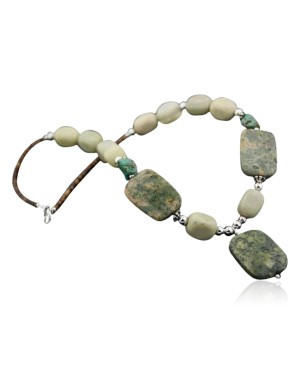 Large Certified Authentic Navajo Native .925 Sterling Silver Yellow Agate Turquoise Native American Necklace 390607057222