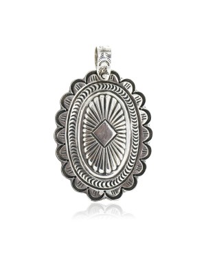 Large Collectable Handmade Certified Authentic Navajo .925 Sterling Silver Native American Pendant 15027