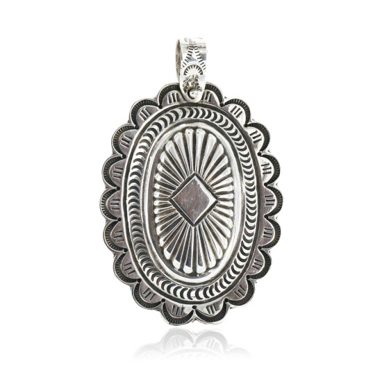 Large Collectable Handmade Certified Authentic Navajo .925 Sterling Silver Native American Pendant 15027
