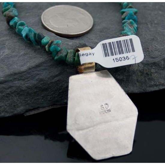 Large Handmade Bear RARE Certified Authentic Navajo Native .925 Sterling Silver Gold Filled Turquoise Native American Necklace 370789163269