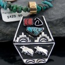 Large Handmade Bear RARE Certified Authentic Navajo Native .925 Sterling Silver Gold Filled Turquoise Native American Necklace 370789163269