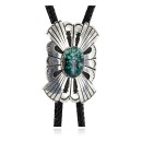 Large Handmade Navajo Bolo Tie .925 Sterling Silver Natural Turquoise 24416