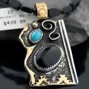 Large Handmade Navajo .925 Sterling Silver 12kt Gold Filled Turquoise and Black Onyx Native American Necklace 370802519911