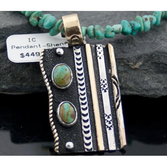 Large Handmade Certified Authentic Navajo .925 Sterling Silver 12kt Gold Filled Turquoise Native American Necklace 390593289497 Large Handmade Certified Authentic Navajo .925 Sterling Silver 12kt Gold Filled Turquoise Native American Necklace 390593289497