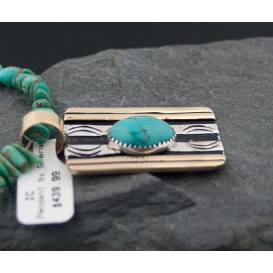 Large Handmade Certified Authentic Navajo .925 Sterling Silver and 12kt Gold Filled Turquoise Native American Necklace 370801544077 Large Handmade Certified Authentic Navajo .925 Sterling Silver and 12kt Gold Filled Turquoise Native American Necklace 370801544077