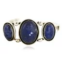 Large Handmade Navajo .925 Sterling Silver Natural Lapis Native American Bracelet 12788