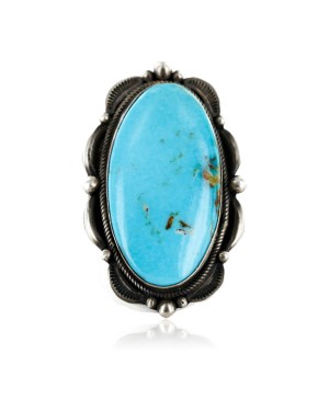 Large Handmade Certified Authentic Navajo .925 Sterling Silver Natural Turquoise Native American Ring 16343