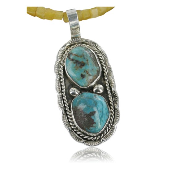 Large Handmade Certified Authentic Navajo .925 Sterling Silver Turquoise Native American Necklace 370921026355