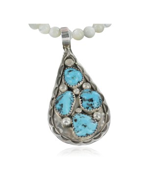 Large Handmade Certified Authentic Navajo .925 Sterling Silver Turquoise Native American Necklace 370921822084