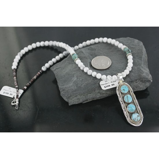 Large Handmade Certified Authentic Navajo .925 Sterling Silver Turquoise Native American Necklace 370922123729