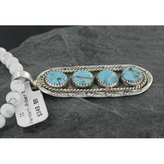 Large Handmade Certified Authentic Navajo .925 Sterling Silver Turquoise Native American Necklace 370922123729