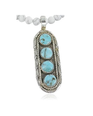 Large Handmade Certified Authentic Navajo .925 Sterling Silver Turquoise Native American Necklace 370922123729
