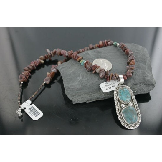 Large Handmade Certified Authentic Navajo .925 Sterling Silver Turquoise Native American Necklace 370922448473
