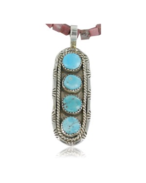 Large Handmade Certified Authentic Navajo .925 Sterling Silver Turquoise Native American Necklace 370925658809