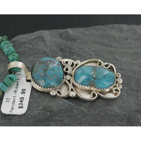 Large Handmade Certified Authentic Navajo .925 Sterling Silver Turquoise Native American Necklace 370928553310