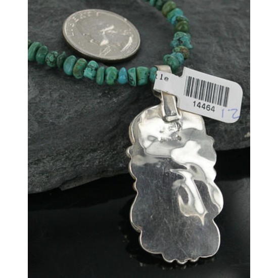 Large Handmade Certified Authentic Navajo .925 Sterling Silver Turquoise Native American Necklace 370928553310