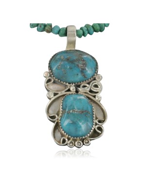Large Handmade Certified Authentic Navajo .925 Sterling Silver Turquoise Native American Necklace 370928553310