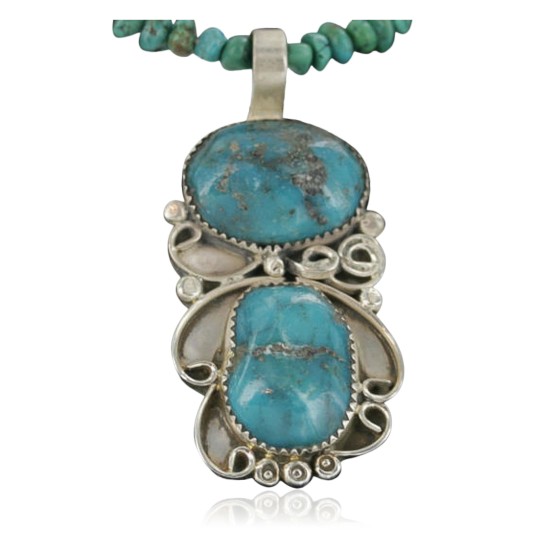 Large Handmade Certified Authentic Navajo .925 Sterling Silver Turquoise Native American Necklace 370928553310