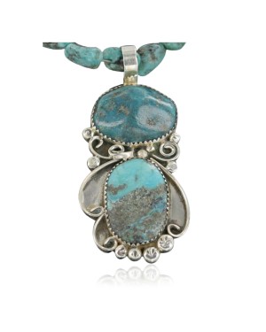 Large Handmade Certified Authentic Navajo .925 Sterling Silver Turquoise Native American Necklace 390682299416