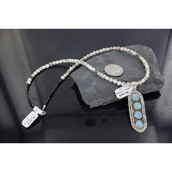 Large Handmade Certified Authentic Navajo .925 Sterling Silver Turquoise Native American Necklace 390686936504