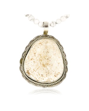 Large Handmade Certified Authentic Navajo .925 Sterling Silver WHITE Turquoise Native American Necklace 370976435883